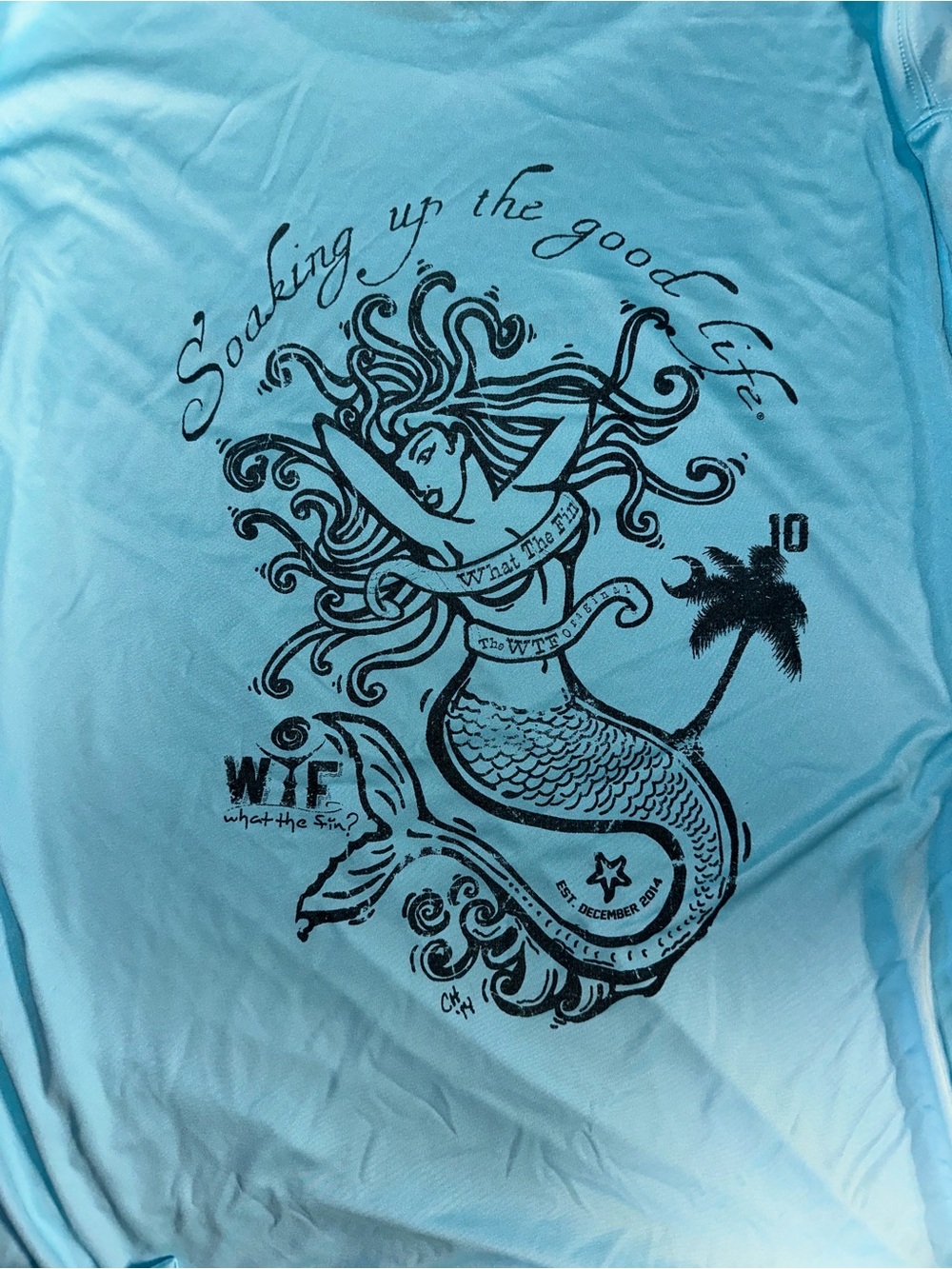 Light Blue Long-Sleeve Script Logo Performance Tee - Picture 5 of 5